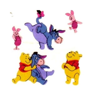 Pegatinas vintage con purpurina de Winnie the Pooh, Piglet y Eeyore