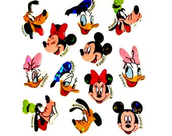 Mickey Mouse & Friends Faces Glittery Sandylion Stickers Vintage