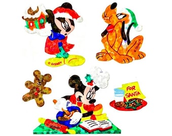 Mickey Mouse Christmas Baking Glittery Sandylion Stickers Vintage