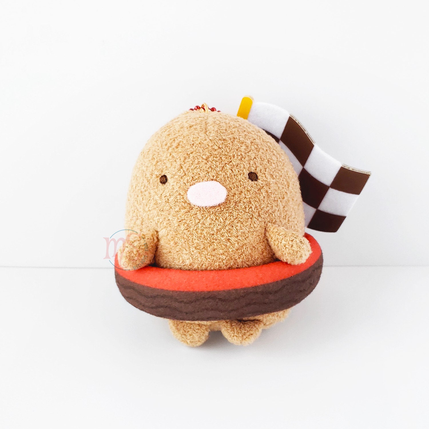 Sumikko Gurashi Car Racing Tonkatsu Keychain Mini Plush Mie Regional Edition 3.5 9cm