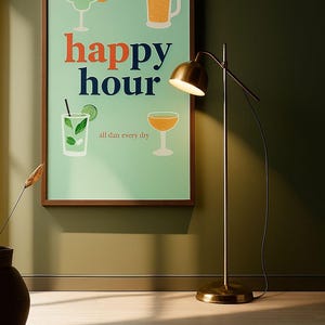 Happy Hour Poster | Digital Wall Art | Printable Bar Decor | Kitchen Sign | Instant Download | 2x3 3x4 4x5 5x7 Sizes