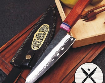 Gyuto Damascus Steel Chef Knife with Premium wood Handle, Gift for Him, her on Birthday,Christmas,father day,Anniversary, Carnivorous knife.