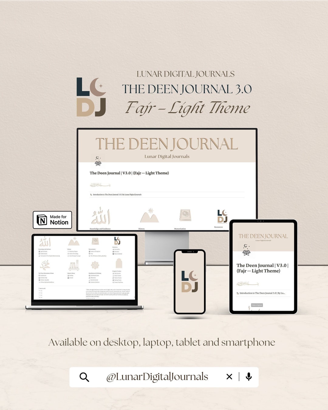 The Deen Journal V3.0 Fajr Light Theme ALL IN ONE Islamic Digital
