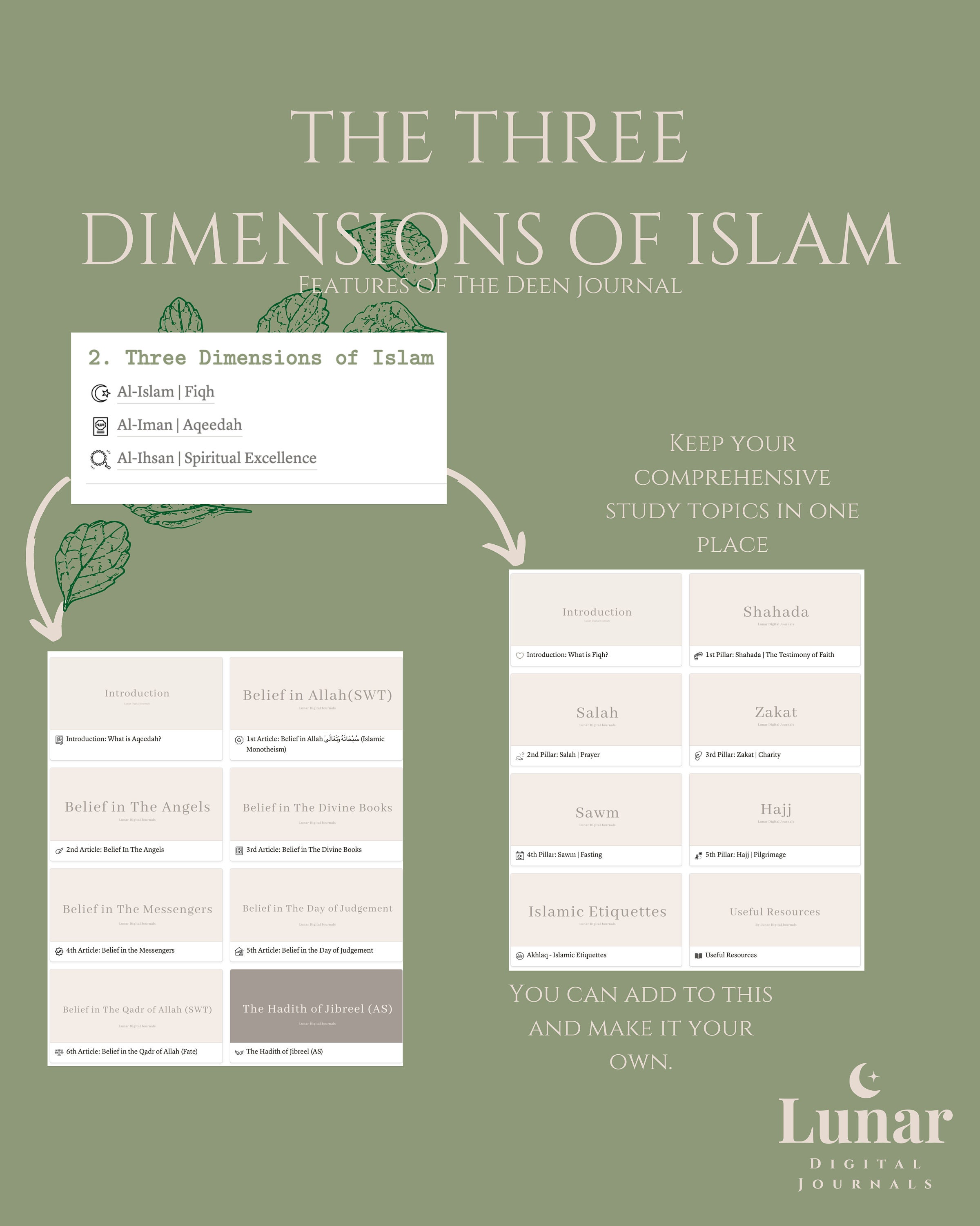 The Deen Journal 2.0 Leaf Theme Islamic Digital Journal Etsy