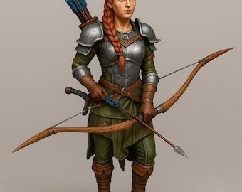 Human Archer Female Statue – Fantasy Warrior STL Digital Download | 3D Printable Model for Tabletop & Display
