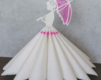 Figura decorativa imprimible en 3D de una dama elegante con sombrilla. Decoración para el hogar y regalo para ella. Descarga digital.