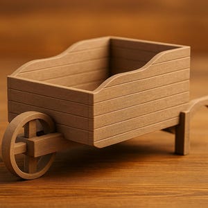 Vintage Handcart 3D Print STL File | Mini Wagon Planter | Rustic Home Decor Digital Download