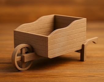 Vintage Handcart 3D Print STL File | Mini Wagon Planter | Rustic Home Decor Digital Download