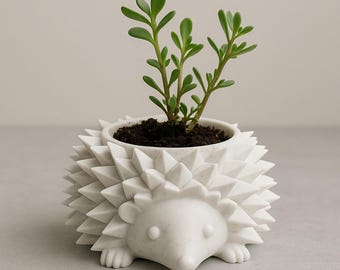 Maceta con forma de erizo (archivo STL) – Maceta imprimible en 3D con forma de animal / Mini maceta para suculentas / Regalo para él o ella / Descarga digital para decoración del hogar