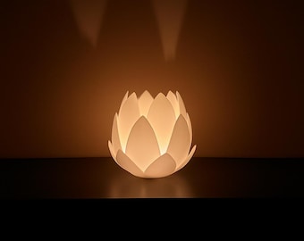 Flower Tea Light Candle Holder – 3D Printable STL Digital Download | Lotus Style Home Decor