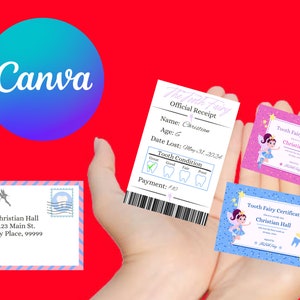 Printable Mini Tooth Fairy Set with envelope for boy or girl - Tooth Fairy Receipt - Instant Download Tooth Fairy Certificate for Kids