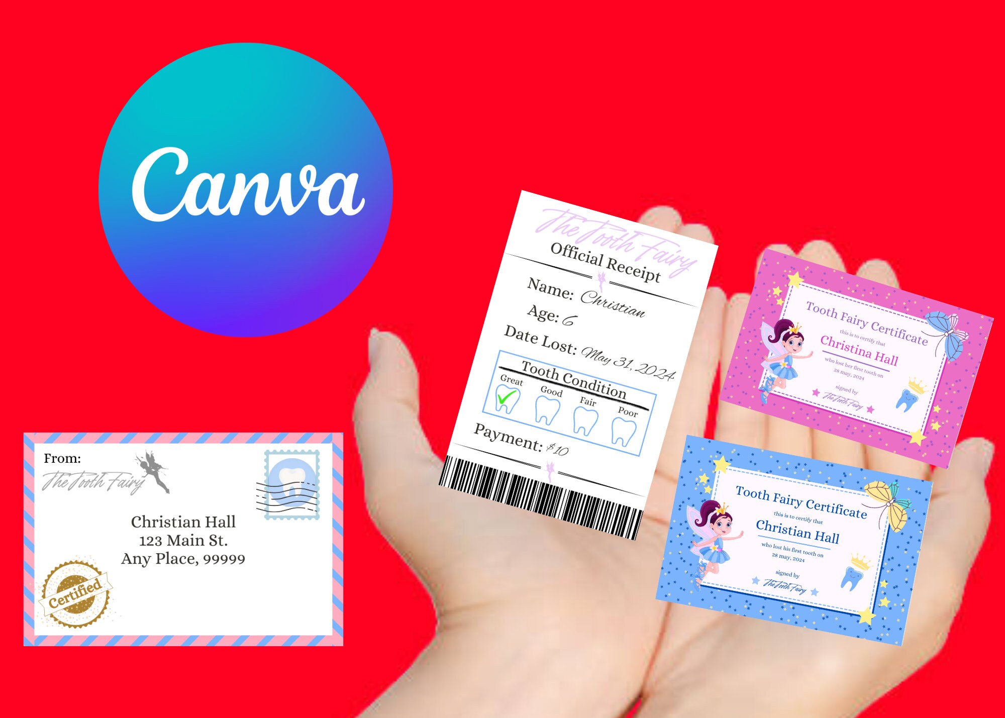 Printable Mini Tooth Fairy Set With Envelope for Boy or Girl - Tooth ...