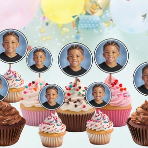 Custom Photo Cupcake Toppers - Printable Party Decorations - Digital Party Supplies - Personalized Toppers for Any Celebration