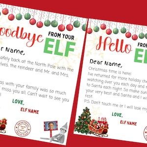 Paquete de cartas personalizadas para el Elfo en el Estante, Cartas Mágicas de Navidad, Set de notas de llegada y despedida, Mensaje personalizado para el Elfo, Cartas de Navidad