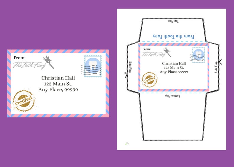 Printable Mini Tooth Fairy Set With Envelope for Boy or Girl - Tooth ...