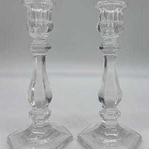 Crystal Clear Pair of Candlestick Holders