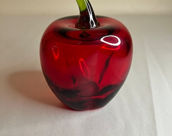 Viking Glass Red Apple Paperweight