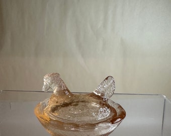 Vintage Mini Rosa Depression Glas Stil Huhn auf Nest Salz Keller