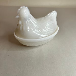 Vintage Hazel Atlas Milk Glass Hen on Nest