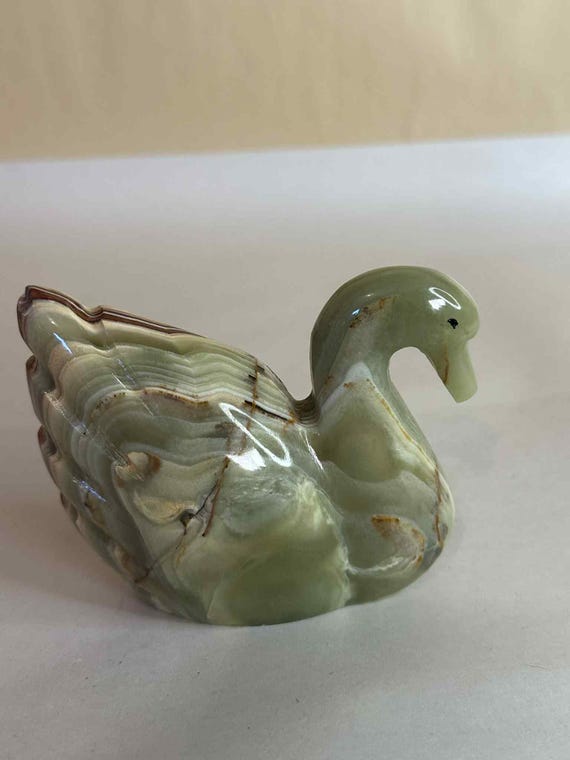 ヴィンテージの手彫り大理石オニキス白鳥 - Etsy 日本