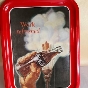 USA当時物 　Coca-Cola コカ・コーラ ブリキトレイ　ヴィンテージ ヴィンテージ コカ・コーラ「Worked Refreshed」ブリキトレイ - Etsy 日本