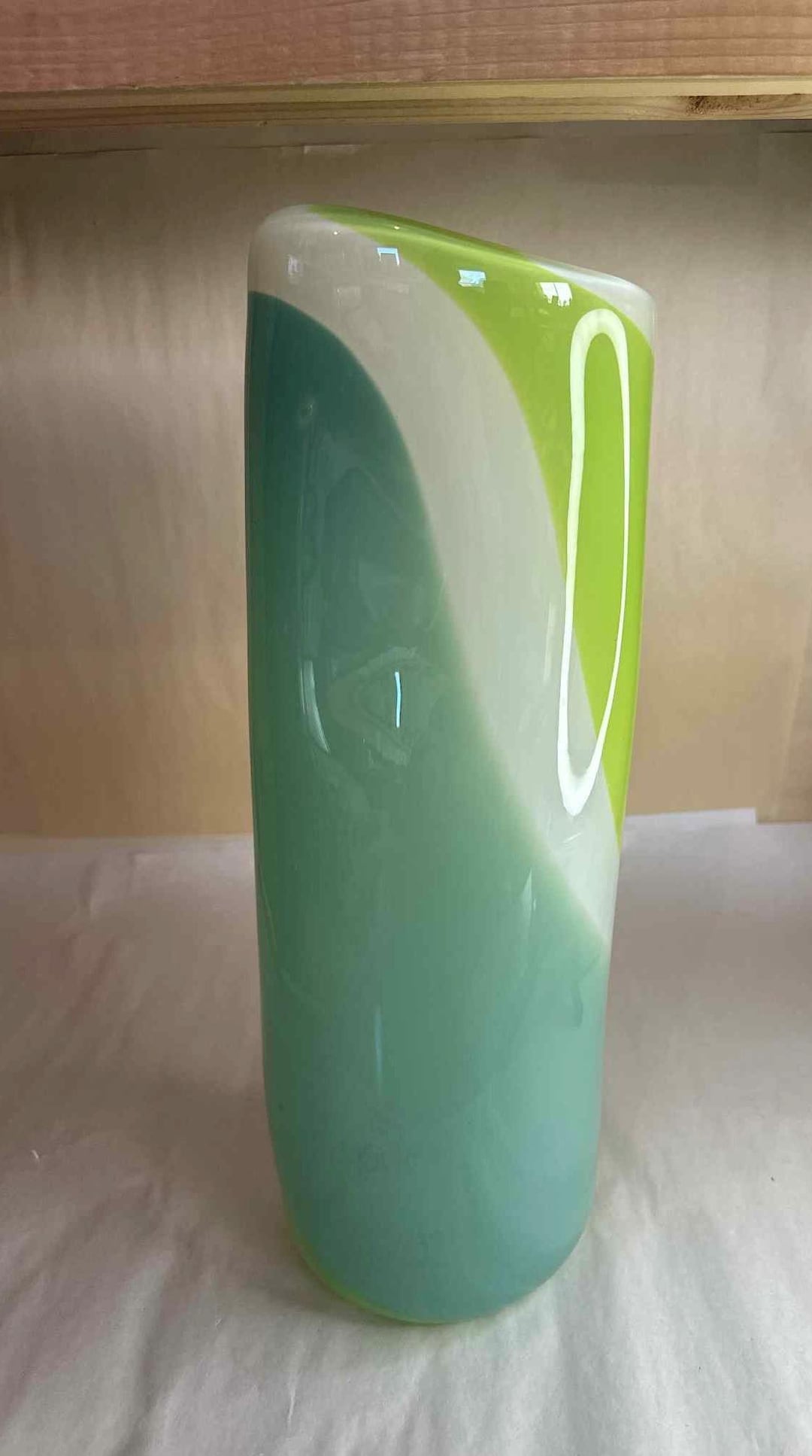 ムラーノアートガラスの大きな緑と青の花瓶 - Etsy 日本