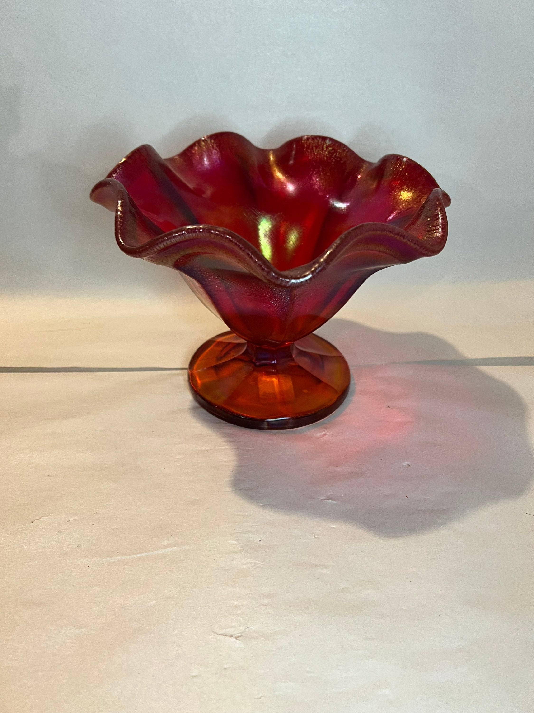 Fenton Ruby Red Bowl Ruffle Fenton Ruby Ruffled Vase Bowl - Etsy
