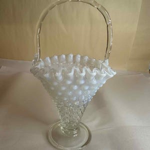 Kosz Fenton Clear Opalescent Hobnail