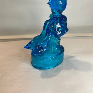 LE Smith Glass Hummel Girl With Geese Figurine Blue