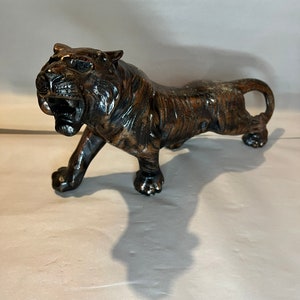 Escultura Art Déco Vintage Jaguar Pantera Leopardo Animal Estátua de Bronze