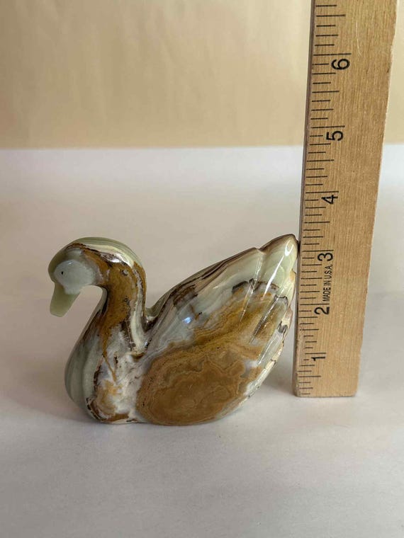 ヴィンテージの手彫り大理石オニキス白鳥 - Etsy 日本