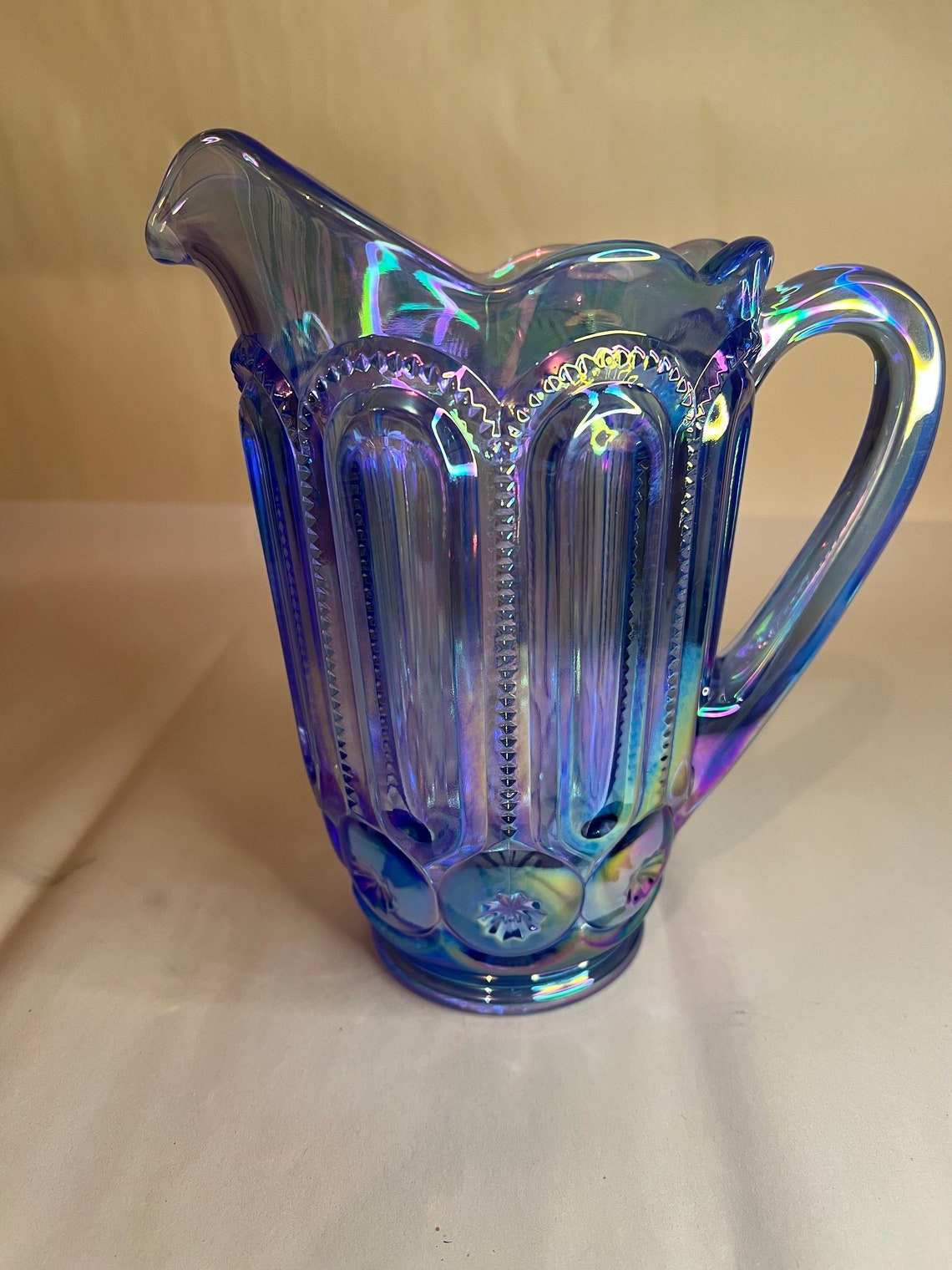 Moon and Star Kimberlite Blue Carnival Pitcher LE Smith - Etsy