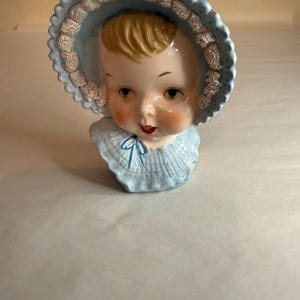 Vintage Ucagco Blue Baby Head Vase Planter