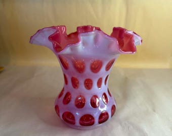 FENTON ドット 花瓶 40's〜50's クランベリーオーバーレイ FENTON
