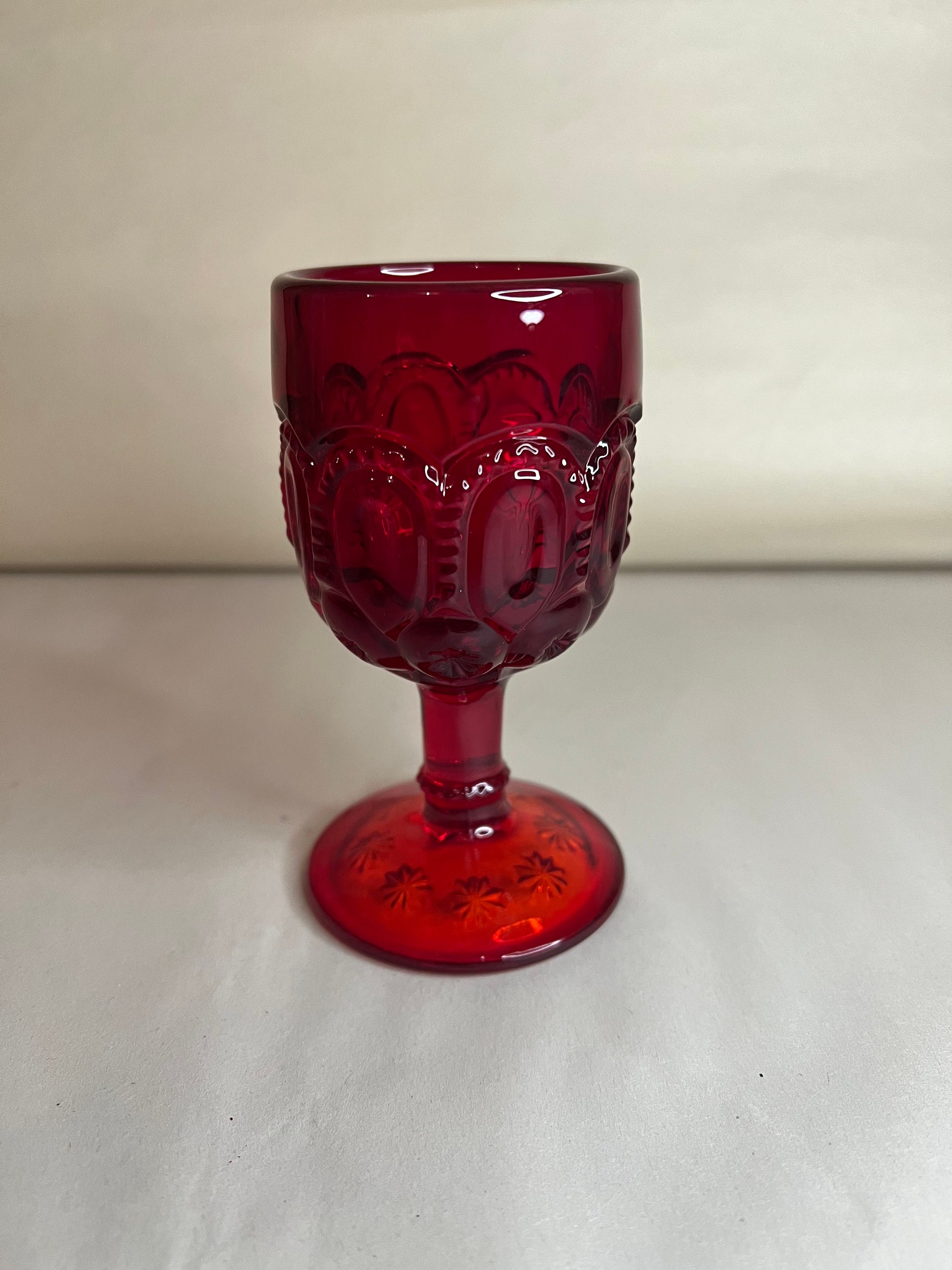 L.G. Wright Moon and Star Ruby Wine Cordial Glass - Etsy