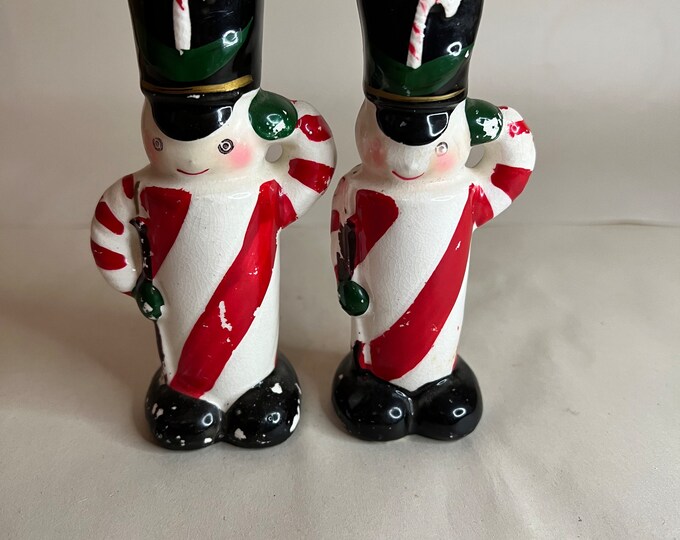 Vintage Christmas Candy Cane Toy Soldiers Salt and Pepper Shakers Etsy