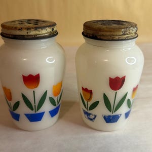 Fireking Tulip Salt and Pepper Shakers Lids - Etsy