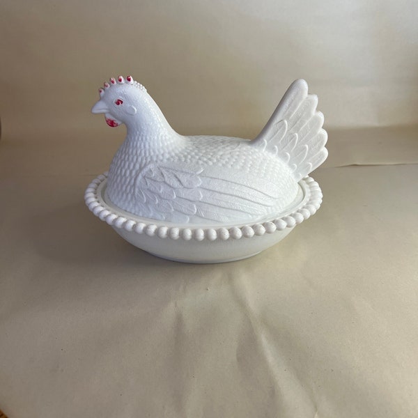 Westmoreland Milk Glass Hen on Nest