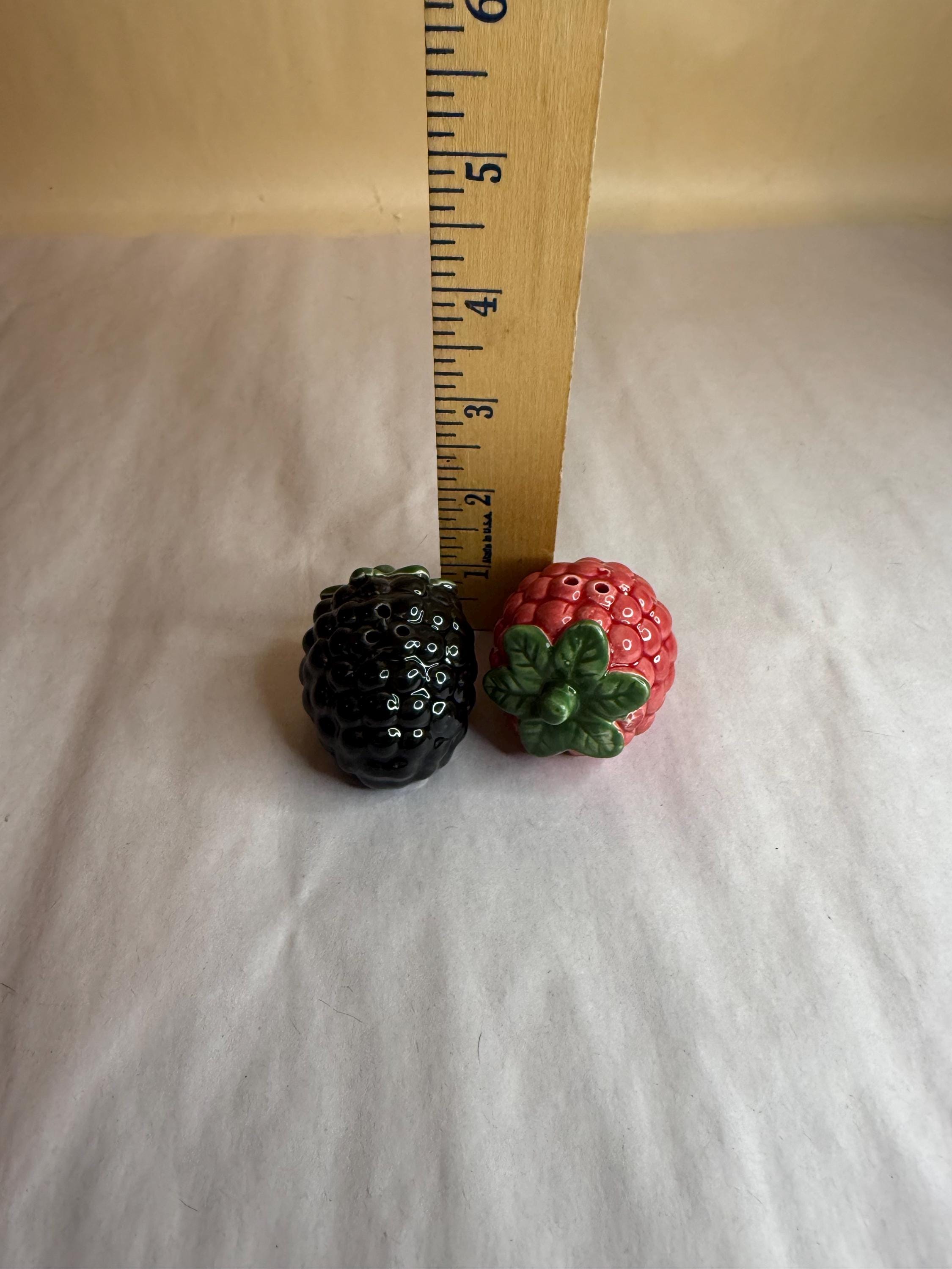 Ceramic Raspberry Ceramic Raspberry and Blackberry Salt and Pepper Shakers Set - Etsy