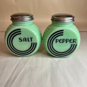 Jadeite Art Deco Range Salt and Pepper Shakers