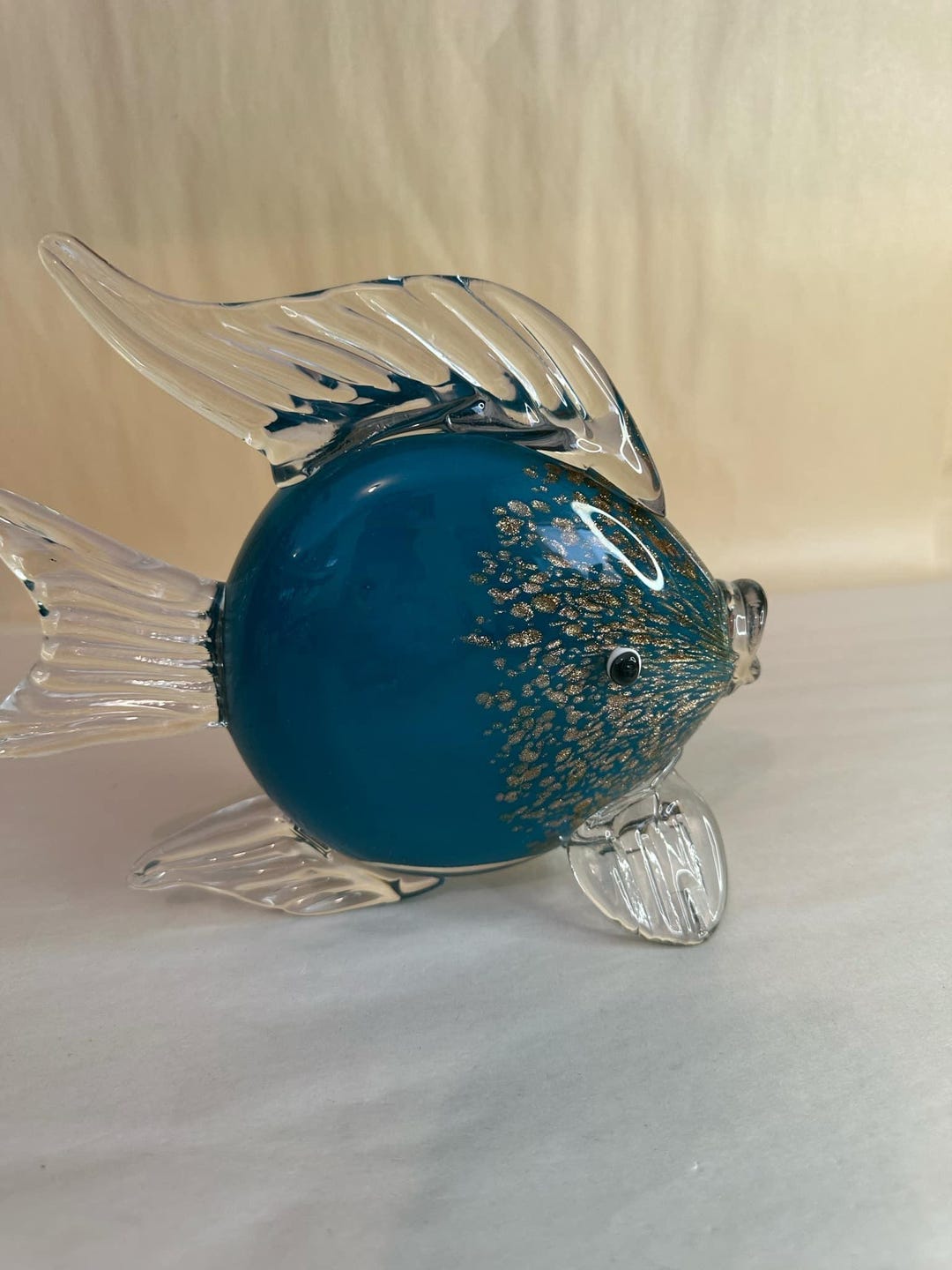 View of Murano Art Glass Blue Tropical Fish - Etsy