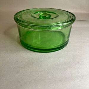 Hazel Atlas Green Depression Glass Round Refrigerator Dish