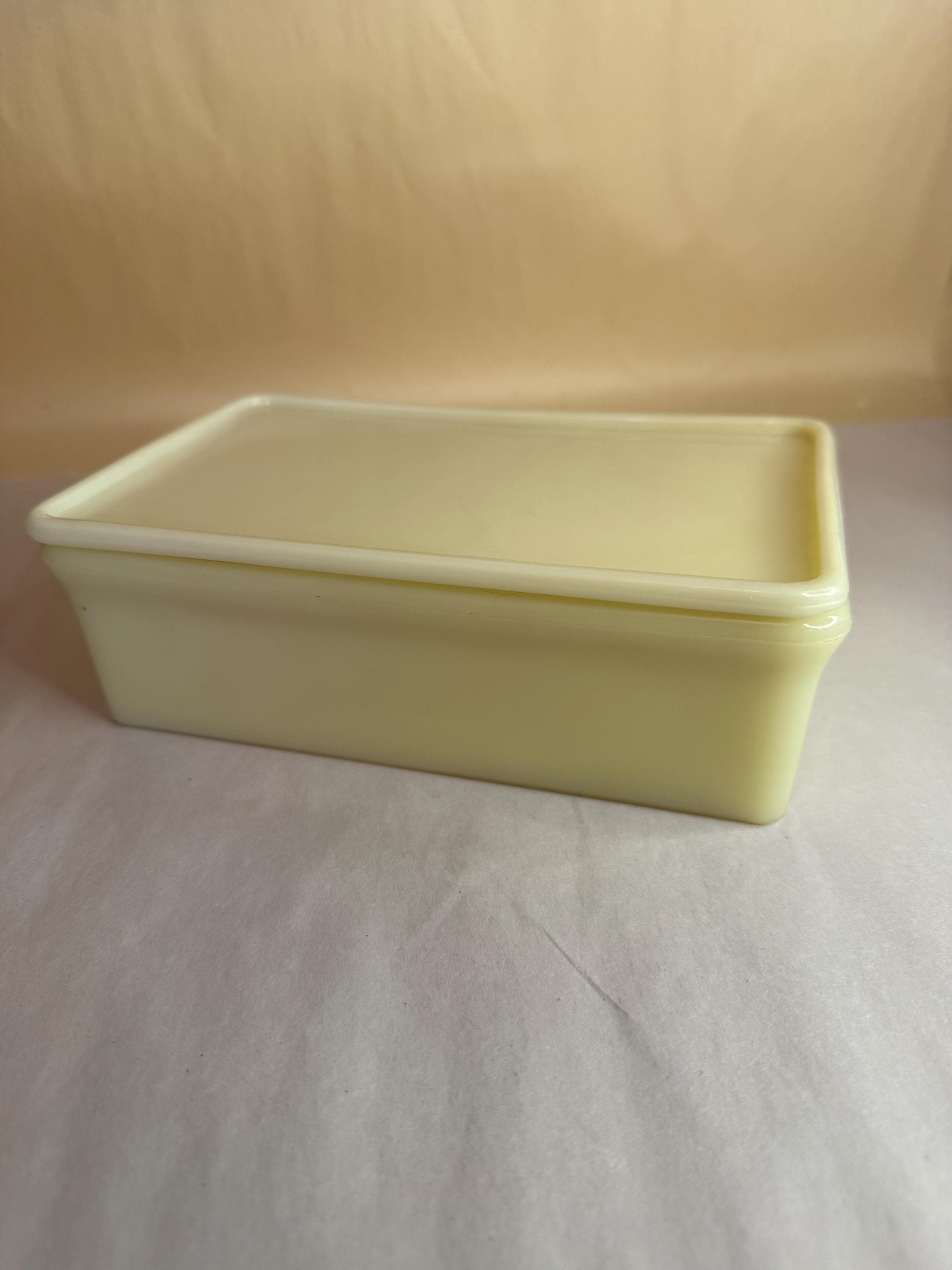 Custard Case Rectangular Vintage Mckee Uranium Vaseline Custard Rectangular Refrigerator Dish - Etsy