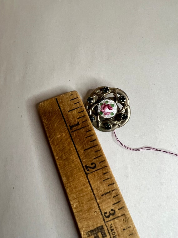 Vintage Petite Guilloche w Pink Rose Center and R… - image 3