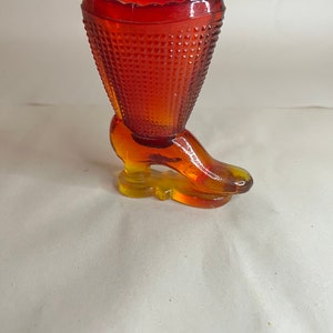L.E. Smith Amberina Victorian Boot Toothpick Holder