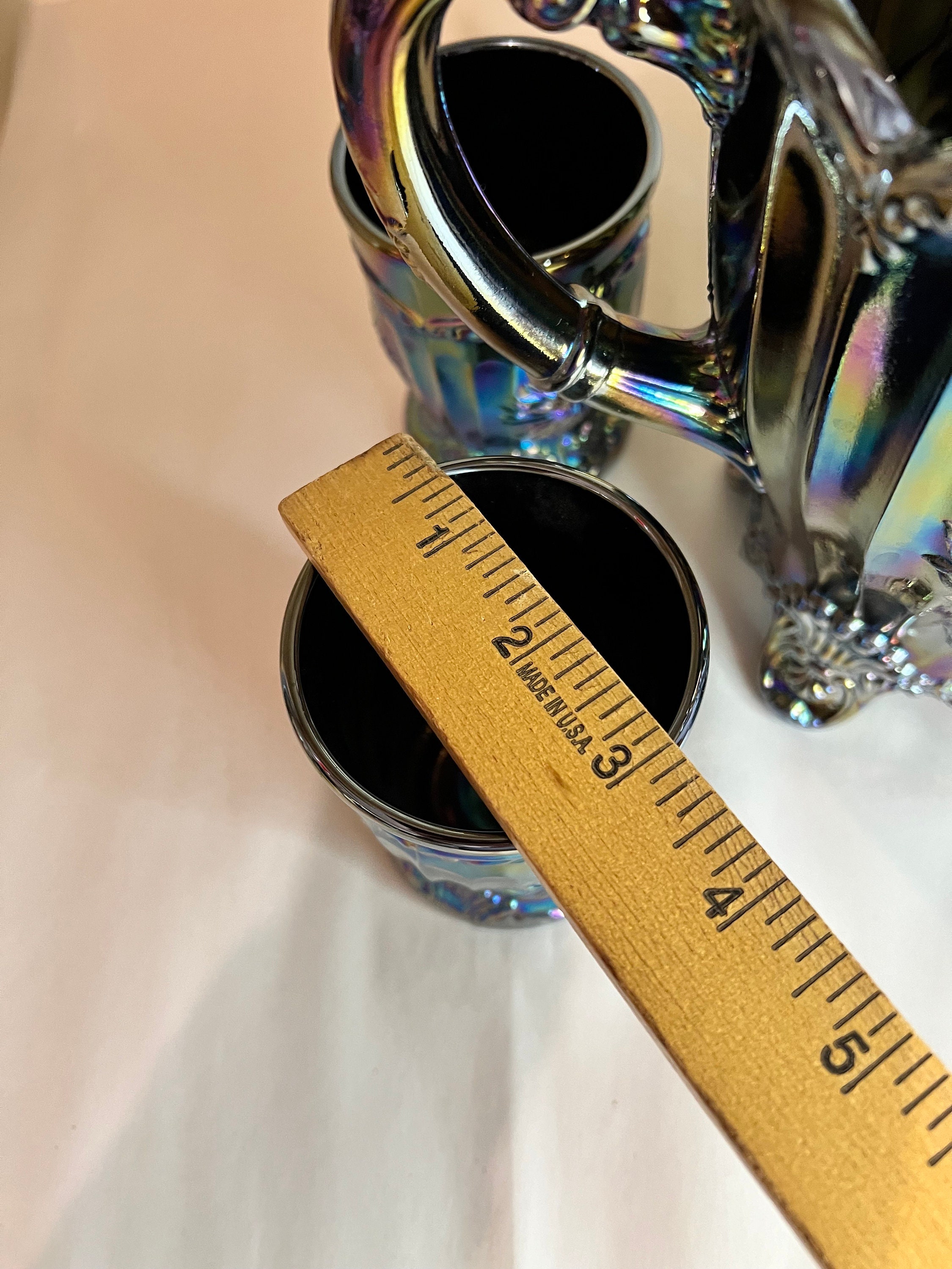 Mosser Amethyst Carnival Dahlia Pitcher Set W 4 Tumblers - Etsy