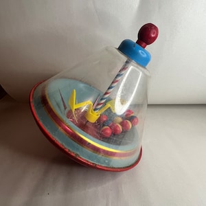 Vintage Tin and Plastic Spinning Tops Toy
