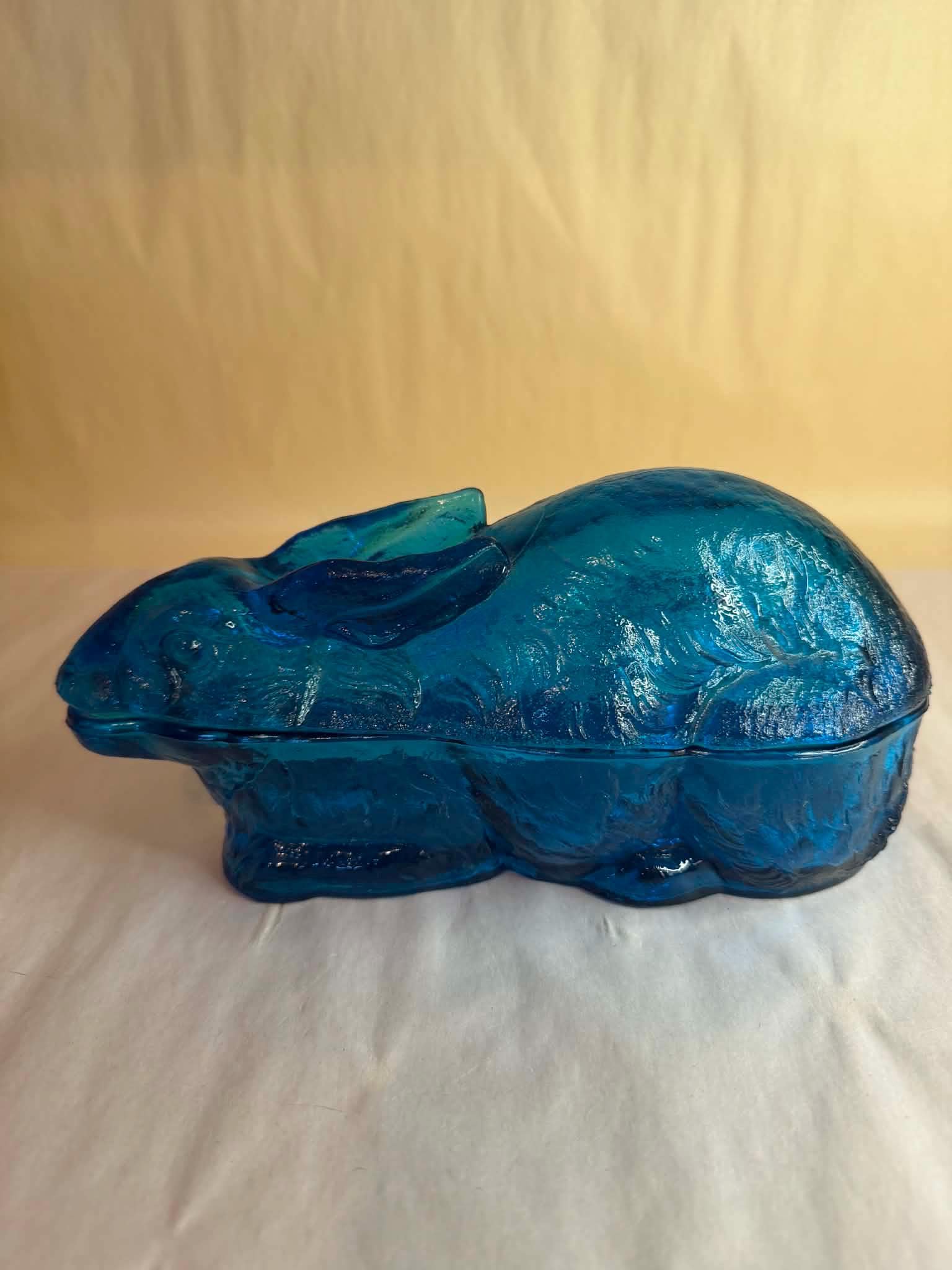 Vintage Imperial Colonial Blue Glass Rabbit Large Candy Dish - Etsy