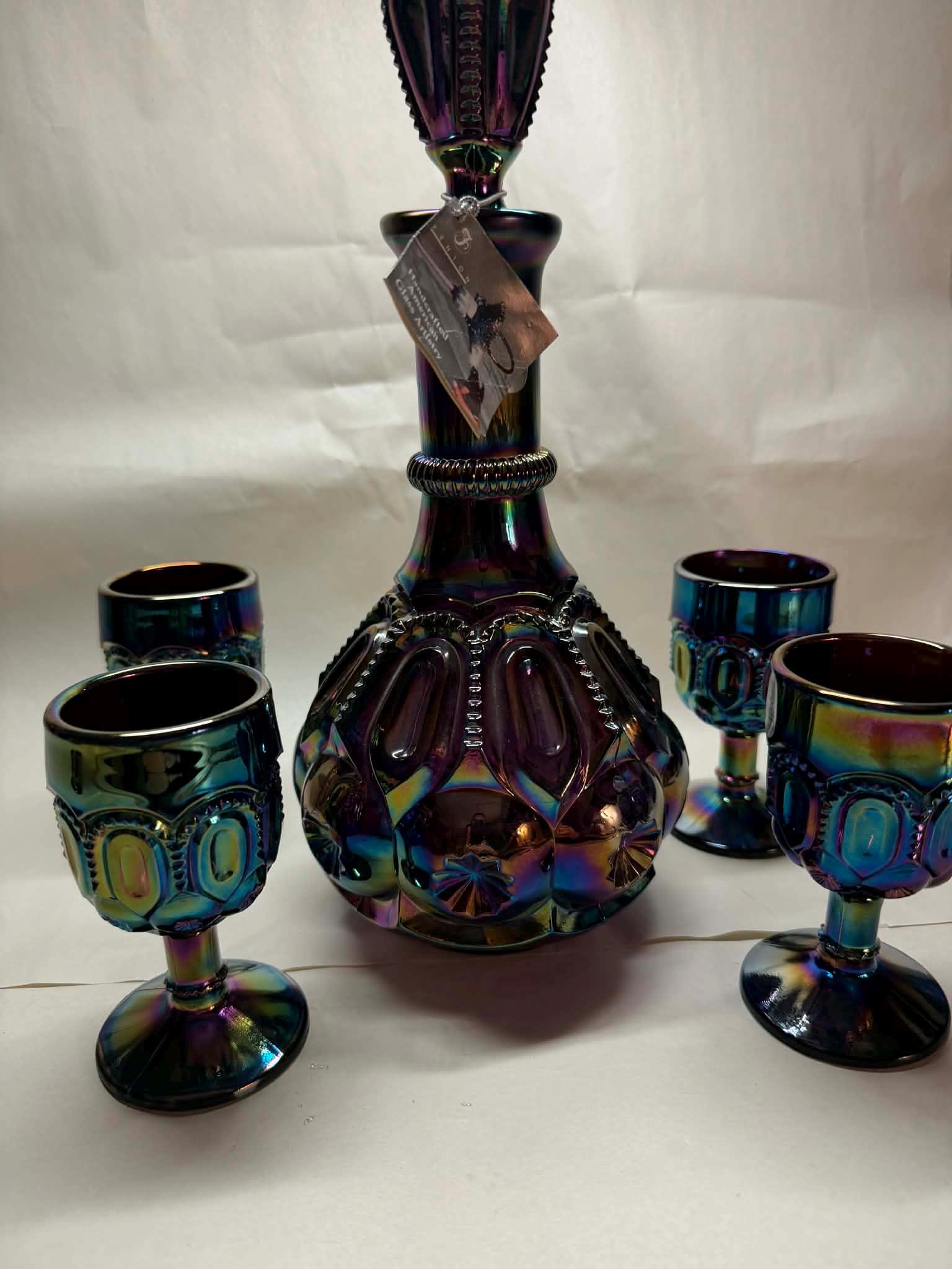Moon and Star Amethyst Carnival Decanter W 4 Cordials - Etsy