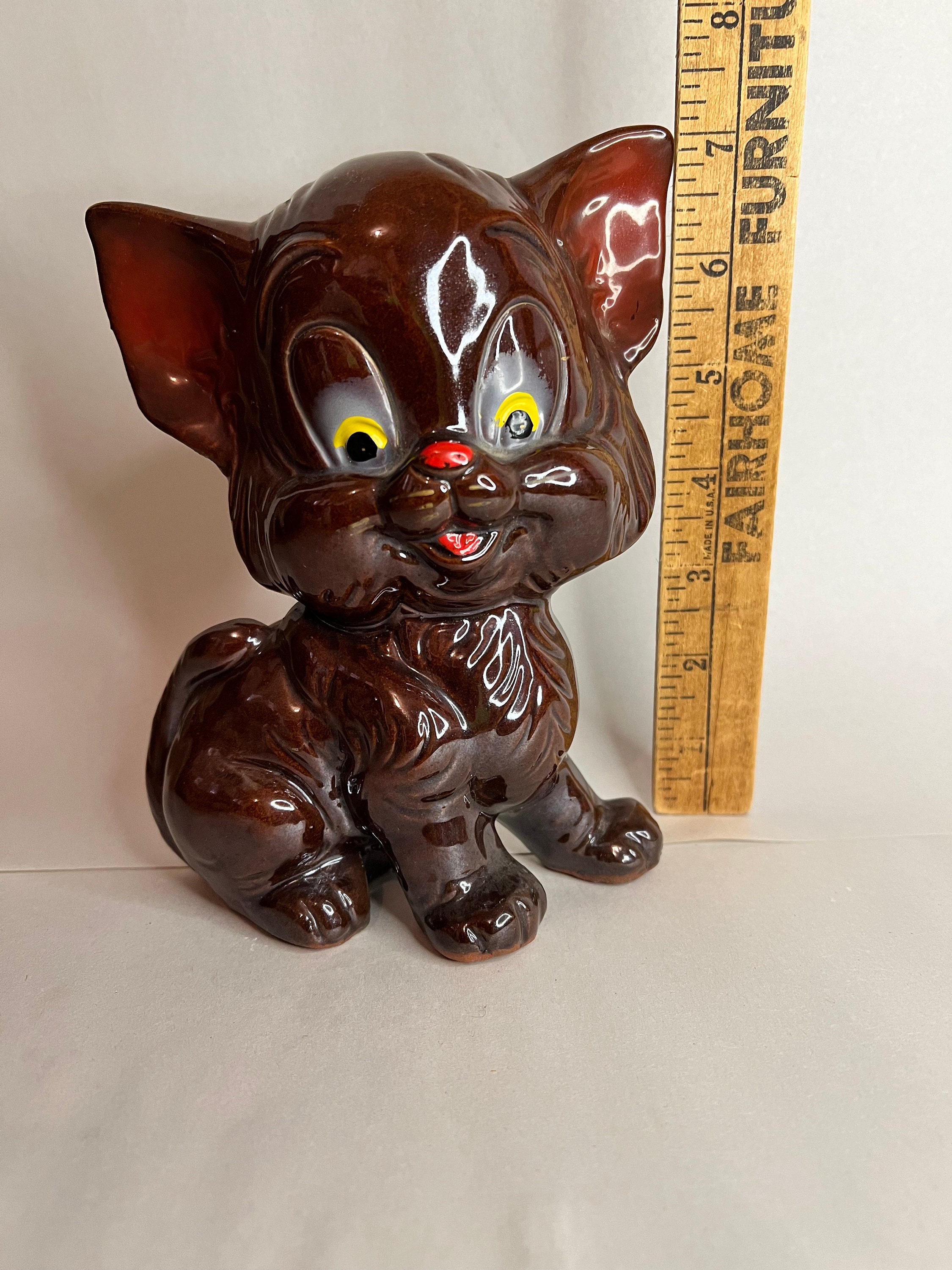 ヴィンテージ キッチュ レッドウェア ブラウン プードル 犬 置物 日本